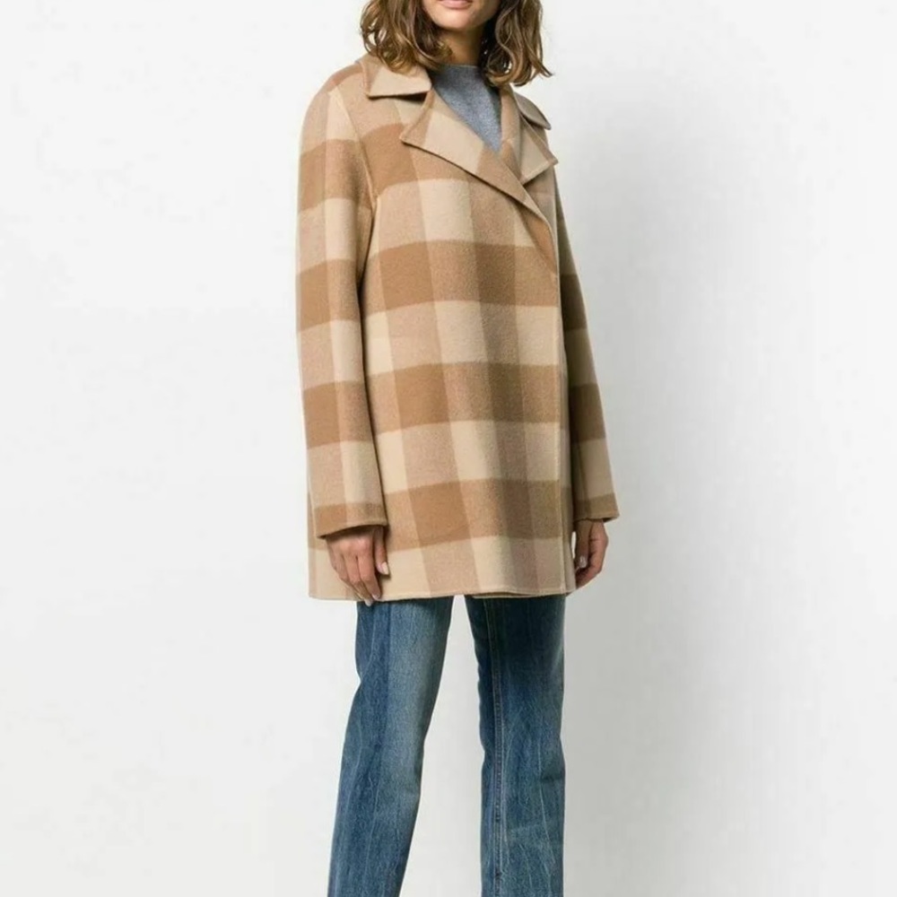 Theory Overlay Check Df Double Face Wool Coat Cam… - image 1